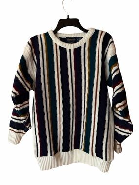 1980s/Early 90s Always Relaxed Weekends 100% Acrylic 3D Textured Knit Crewneck S